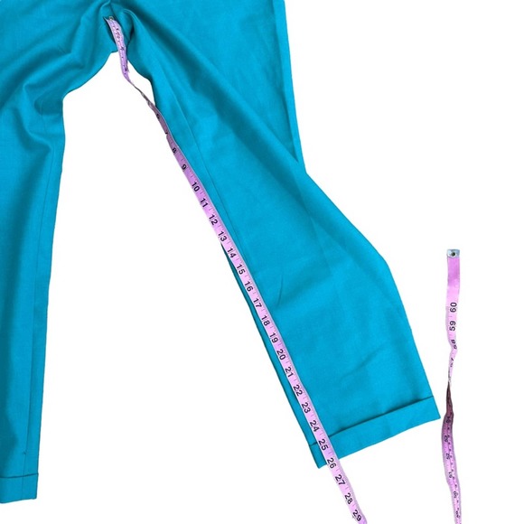 J Crew Cafe Capri Pants Womens Straight Leg Wool Cuffed Teal 6 - Picture 8 of 12